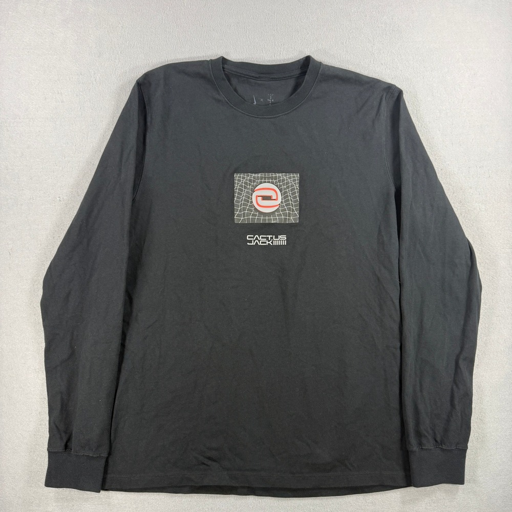 Travis Scott Cactus Jack Nike T-Shirt Men Large Black LS Houston Service Center